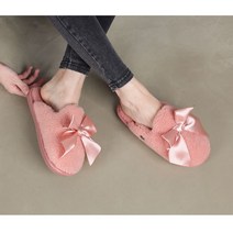 류앤샵 귀요미 뽀글이 리본 거실화 털실내화 사무실 슬리퍼, 핑크