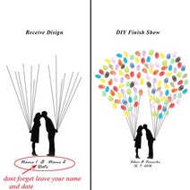 웨딩 방명록 게스트북 결혼식 DIY 대형 60x80cm 웨딩 파티 장식 캔버스 회화 지문 트리 서명 방명록 기념일, 07 007_02 30x40cm 1set ink pad