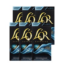 로르 에스프레소 파푸아 뉴 기니 인텐시티 7 커피 캡슐 10개 Lor Espresso Papua New Guinea Coffee Capsules, 6팩