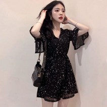 여자 점프수트 땡땡이 프릴 반팔 반바지 쉬폰 jl75