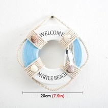 말발굽 편자 공예 나무 해상 해변 배 바퀴 장식 연안 보트 구명 부표 벽걸이 장식품 보트 앵커 장식, 20cm 부표