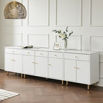 동서가구 이즈 밀크 2300 수납형 높은 거실장 세트, 화이트 ISY016