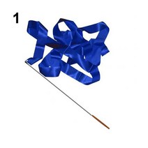 리듬체조슈즈 4M 다채로운 댄스 리본 체육관 리듬 예술 체조 스트리머 달리기 막대 스틱, 파란