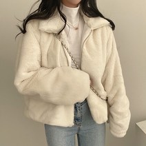 [레티고] 여성 소프트 페이크 퍼 카라 자켓