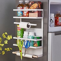 주방수납 마그네틱 냉장고 옆면 보관함 L 집들이선물 결혼준비 세탁기자석, 화이트L