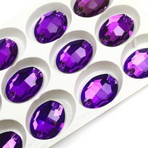 비즈공예재료 레진아트 타원형 라인석 아플리케 바느질 스탈 플랫백 유리 납유리 스톤 의류 DIY 라인스톤, 18x13mm-15pcs, Amethyst 204
