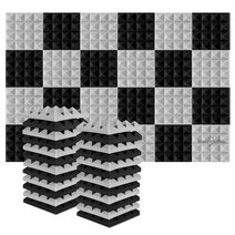 25x25x5cm 스튜디오 방음 폼 16 피라미드 차단 처리 패널 블랙 레드 개, 03 12Black12Grey