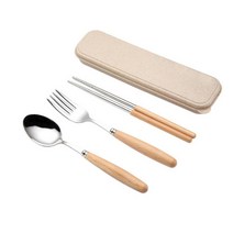 엔템 티타늄 수저세트 고급수저세트 수저젓가락세트 어린이수저세트 휴대용수저세트 도시락수저세트 티타늄수저 티타늄식기 티타늄젓가락, 실버우드