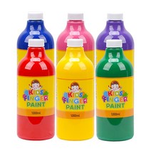 키즈 핑거페인트 1000ml 6색 세트 / 키즈맘아트 유아물감 핑거물감 핸드페인팅 바디페인팅 형광 유아 물감 미술 오감 촉감 발달 놀이 드로잉카페 키즈카페 집콕 엄마표미술 홈스쿨, 1세트