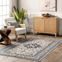 NuLOOM Teshi 꽃무늬 메달리온 세탁기 세탁 가능 부분 러그 2.4m x 3m(8피트 10피트) 153952