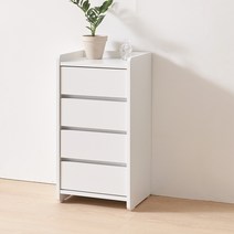 집무드 큐브 미니 폭 좁은 소형 슬림형 낮은 4단 서랍장 400, 화이트