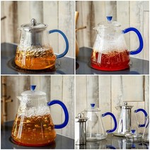 로젤 직화가능 유리주전자 내열유리 티포트 티팟 차거름망 포함 (블루), 03. 블루 2.0L