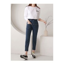 8부 밑단 핀턱 밴딩 청바지 여성 여자 밴드 청팬츠 데님