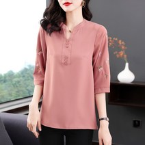 여성블라우스남방 중년 엄마 여름옷 a blouse with sevenpoint sleeve 2022 4617590344