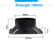 부속자재 건축 홈 개조 100-150mm 긴 플랜지 덕트 팬 호스 커넥터 주방 후드 환기 파이프 용 공기 어댑터 배기구 연결, 01 Retangle 100mm