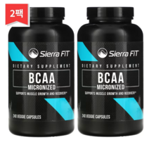 Sierra Fit 미분화 BCAA 분지사슬아미노산 500mg 베지 캡슐 240정, 2개묶음