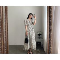 플렌디 플라워 랩스타일 롱 원피스