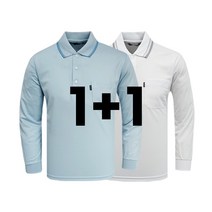1+1 나인앤나인 쿨론 단추 카라 긴팔 티셔츠 (2장세트)
