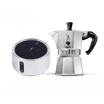 이탈리아 Bialetti 에스프레소 머신 전기 모카 포트, 컵 4개 + 신형 은색 전기레인지 + 거치대