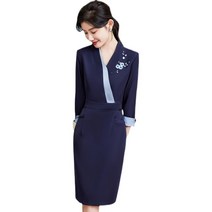 데스크유니폼 실장 사무직 안내데스크 아나운서룩 근무복 꽃자수 A18