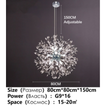 모던 크리스탈 민들레 모양 LED 천장 샹들리에 조명 거실 침실 주방 식당 실내 장식, [14] Silver-80CM-8215, [03] Three Color Light