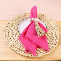 천 린넨 디자인 호텔 재사용 리유저블 냅킨 웨딩 테이블 데쿠 파주 42x42cm 국가 더스티 블루 100 면 손수건 소박한 10 피스, [04] rose red