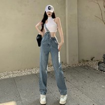 여자 빅사이즈 멜빵 청바지 와이드핏 청멜빵바지
