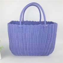 POMTOR 빨대바구니 빨래바구니 장바구니 라탄백 목욕가방 수영가방 스트롱바구니 빨대가방 라탄바구니, 보라색 단색