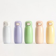 [미듬] 에이둘 파스텔 이중 진공 원터치 텀블러 400ml, 옐로우