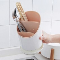 위생적인 물빠짐 수저통 예쁜 수저정리함, 핑크