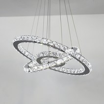 LED 쓰리링 펜던트 식탁등 크리스탈 럭셔리 인테리어 식탁 조명, 쓰리링 주광색(하얀빛)
