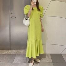 프라랑 데이픈 퍼프소매 리본 원피스