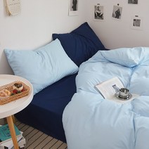 잠만보침대 고등학생침대 오피스텔 좁은방 패브릭 퀼트 침구 세트 솔리드 컬러 침대 커버 싱글 더, 01 hainiaolanzhanqing
