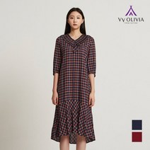 올리비아로렌 체크 프릴 롱 원피스 VVCOAWF7221 NC창원점