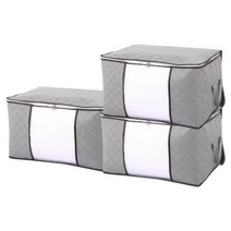 생활전문 패브릭 이불정리함, 그레이, 가로형80L 3개