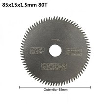 전기톱 충전식전기톱 소형 무선 XCAN-전기 HSS 미니 원형 톱 블레이드 85mm 보어 10/15mm 80 치아 전동 공구 액세서리 목재/금속 커팅 디스크 1 개, 02 1pc 85x15mm 80T