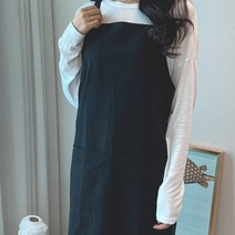 오가닉라이프 린넨 앞치마 모음 원피스형 앞치마 예쁜 앞치마 이니셜 자수 나염 가능, 국내산 린넨 X형 앞치마 블랙, ., .