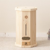 조은세상 편백나무 상감 팔각 쌀통20kg