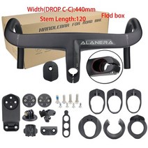 자전거 TT바 핸들 바 Alanera 탄소 도로 통합 핸들 바 28.6mm 탄소 핸들 컴퓨터 홀더 핸들 바 부품 360380440, 440x120mm