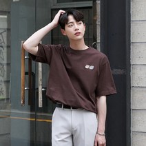 붐스타일 미니 자수 곰돌 세미 오버핏 반팔티