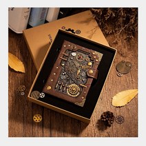 유럽식 스팀펑크 다이어리 복고 펑크싱글 비밀번호 일기장, 펑크싱글-브라운