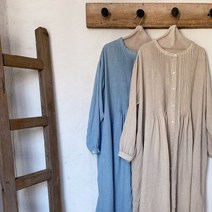 내추럴가든 핀턱 풀오픈 린넨 원피스