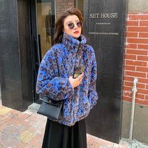 BARNIDI 여성 뽀글이 털 페이크퍼 후리스 집업 재킷 자켓 호피 레오파드 인조 밍크 점퍼 빅사이즈 겨울 자켓