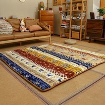코타츠 온열 테이블 난방 온풍기 jema kotatsu mat 일본 온열 테이블용 매트 러그 카페트 초박형 핫 카페트와 호환 가능 보온 보온 정사각형 58.9 sq 일본 직배송, 약 185x235cm(코타츠 깔개 이불), 갓베무늬①