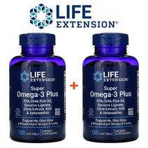 Life Extension 라이프익스텐션 슈퍼 오메가3 플러스 EPA DHA 아스타잔틴 폴리페놀 algae 알개 120정 2팩