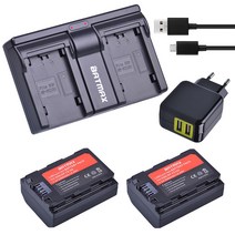 2Pc 2280mAh NP-FZ100 NP FZ100 배터리 + USB 듀얼 충전기 AC 어댑터 소니호환호환 A9 A7R III, 한개옵션0