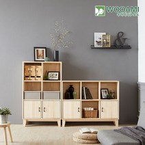 우아미가구 모노 스토리 6칸 원목책장 도어형 NA5048, 세로형