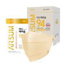 다나마스크 KF94 에어숨 컬러마스크 대형 100매, 연한갈색