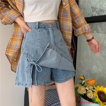 여름 스트랩 데님 스커트 여성 스플릿 힙 하이 웨이스트 슬림 짧은 바지 스커트