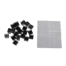 GHSHOP 20개 알루미늄 방열기 방열판 사전 열 테이프 적용, 14x14x11mm, 블랙, 알루미늄 합금